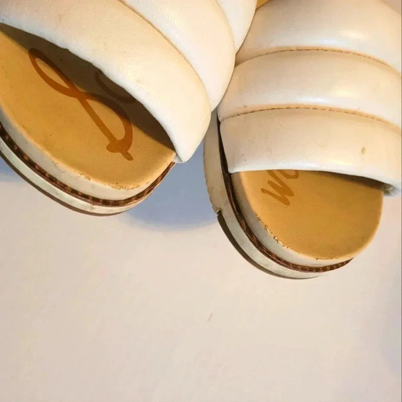 SAM EDELMAN Annalisa White leather puffer quilted open toe slip on sandals 9 - Picture 5 of 12